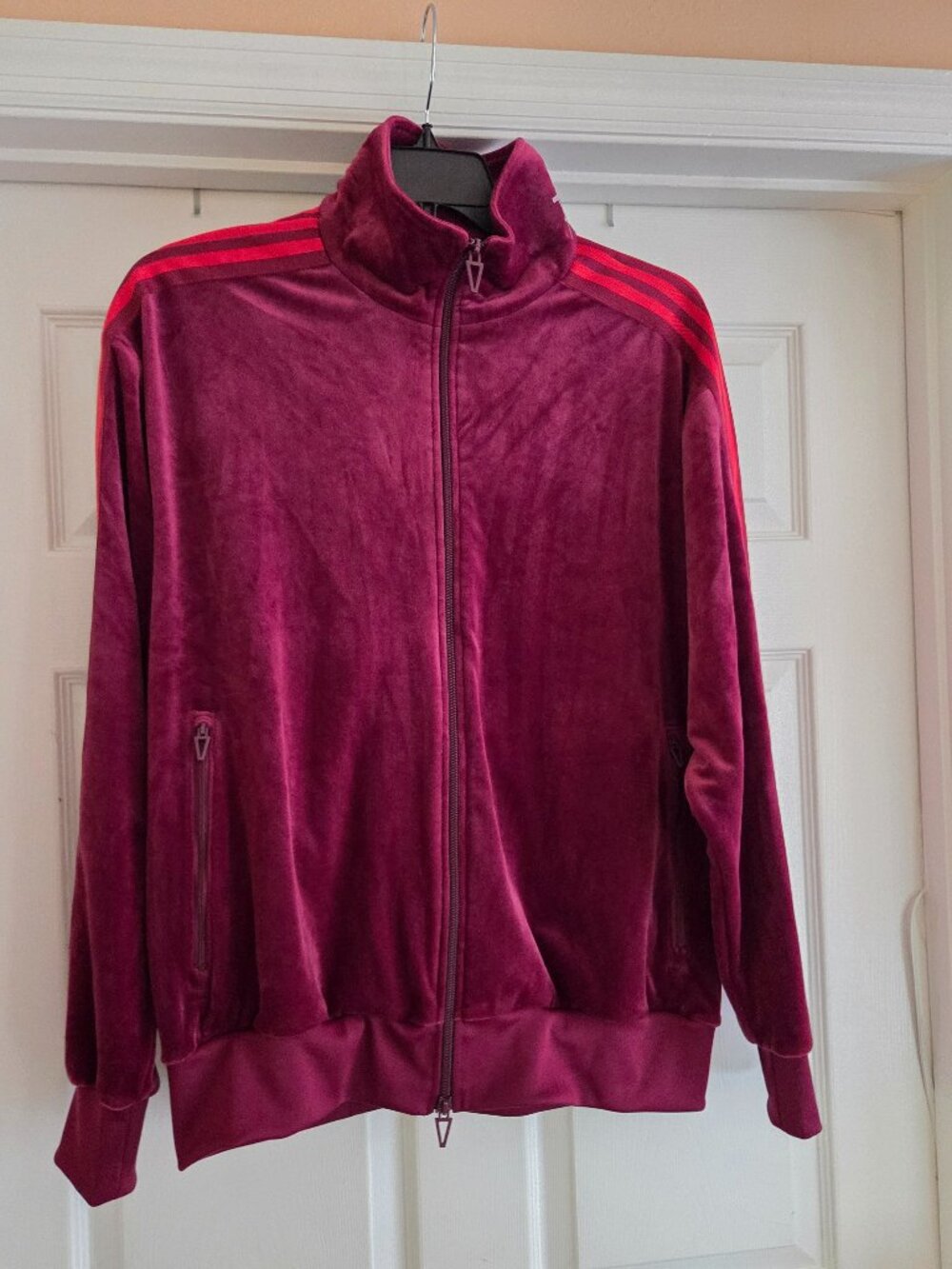 ADIDAS IVY PARK velour track jacket XL  Cherrywood